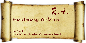 Ruzsinszky Aléna névjegykártya